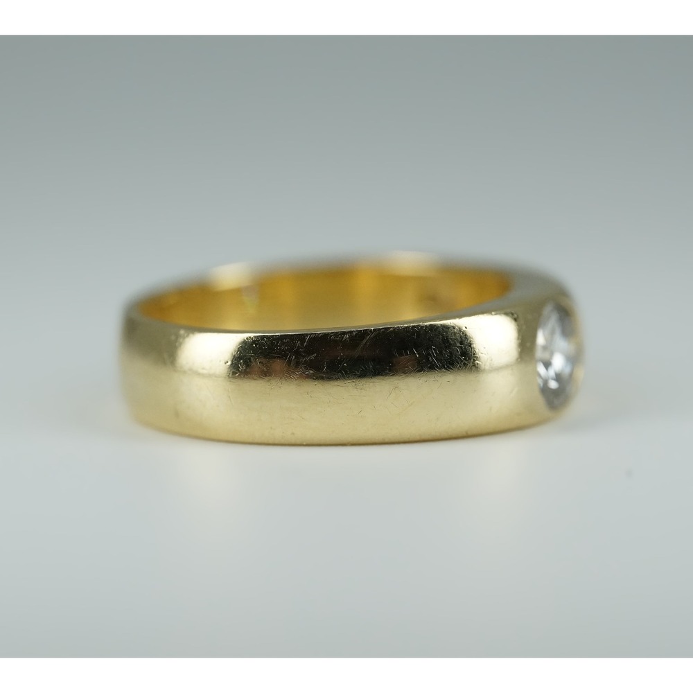 .50 ct Bezel Flush 18k Solid Yellow Gold Natural Diamond Ring - Thick Band 7.86g - Picture 8 of 10